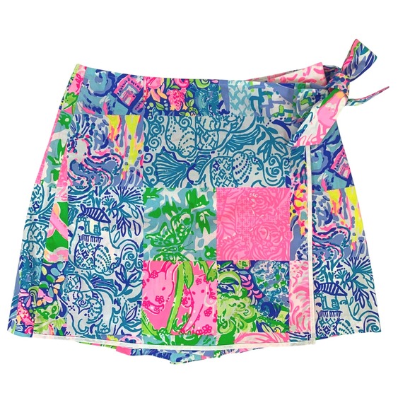 Lilly Pulitzer Pants - Lilly Pulitzer Patchwork‎ Wrap Skort Multicolor Vibrant Resort Preppy Style Sz 0